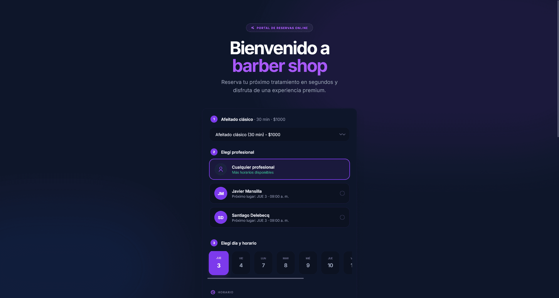 Turnero público: el cliente reserva desde el celular